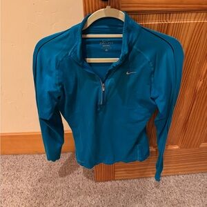 Nike Teal Blue Dri-FIT Quarter-Zip Long Sleeve Top